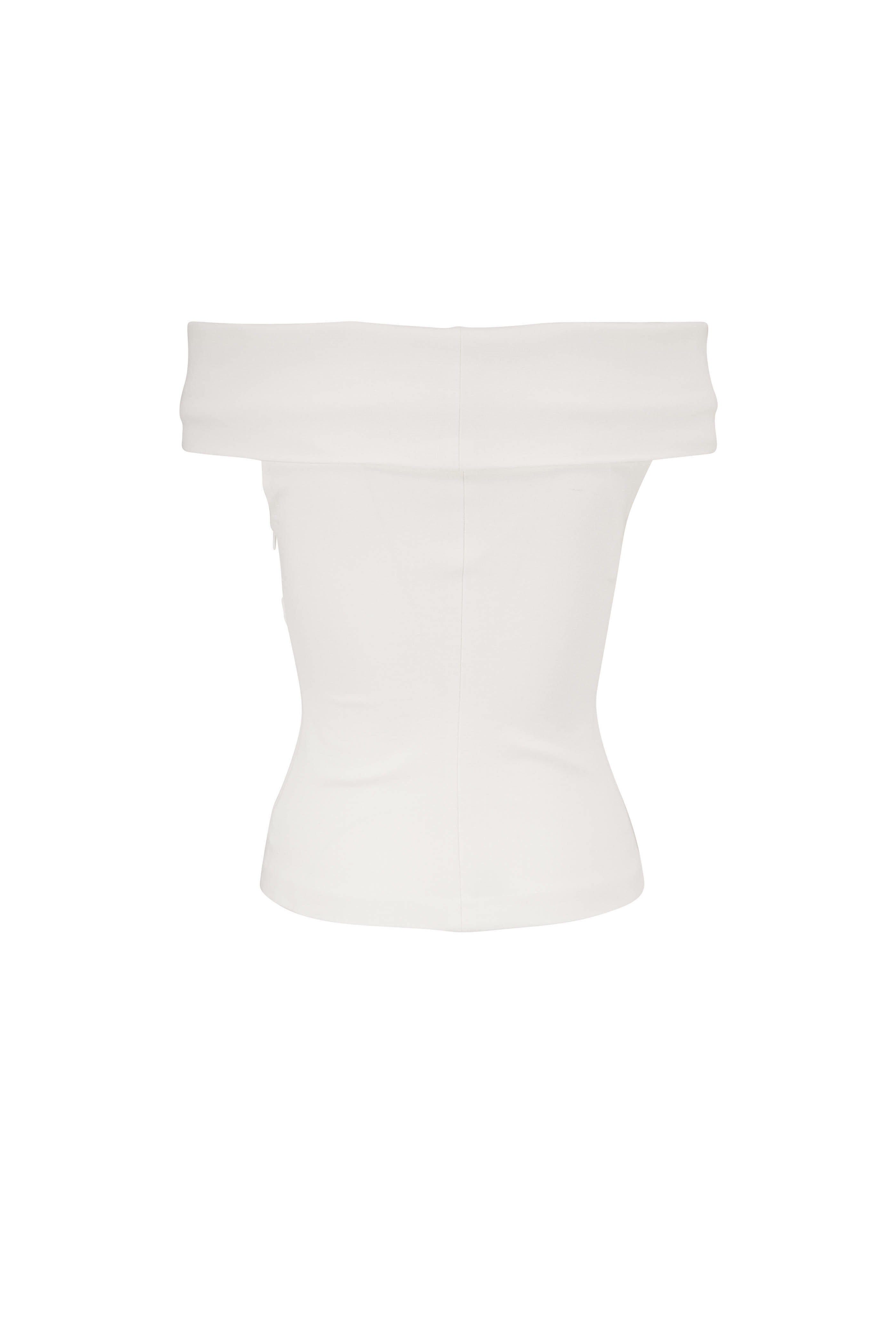 Rosetta Getty - White Off-The-Shoulder Knit Top