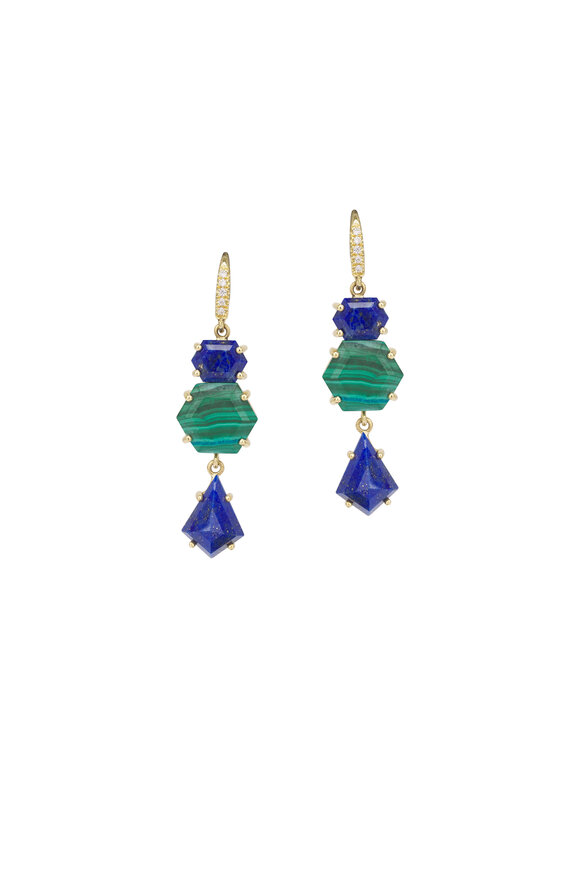 Lauren K 18k Yellow Gold Lapis Drop Earring - view 1