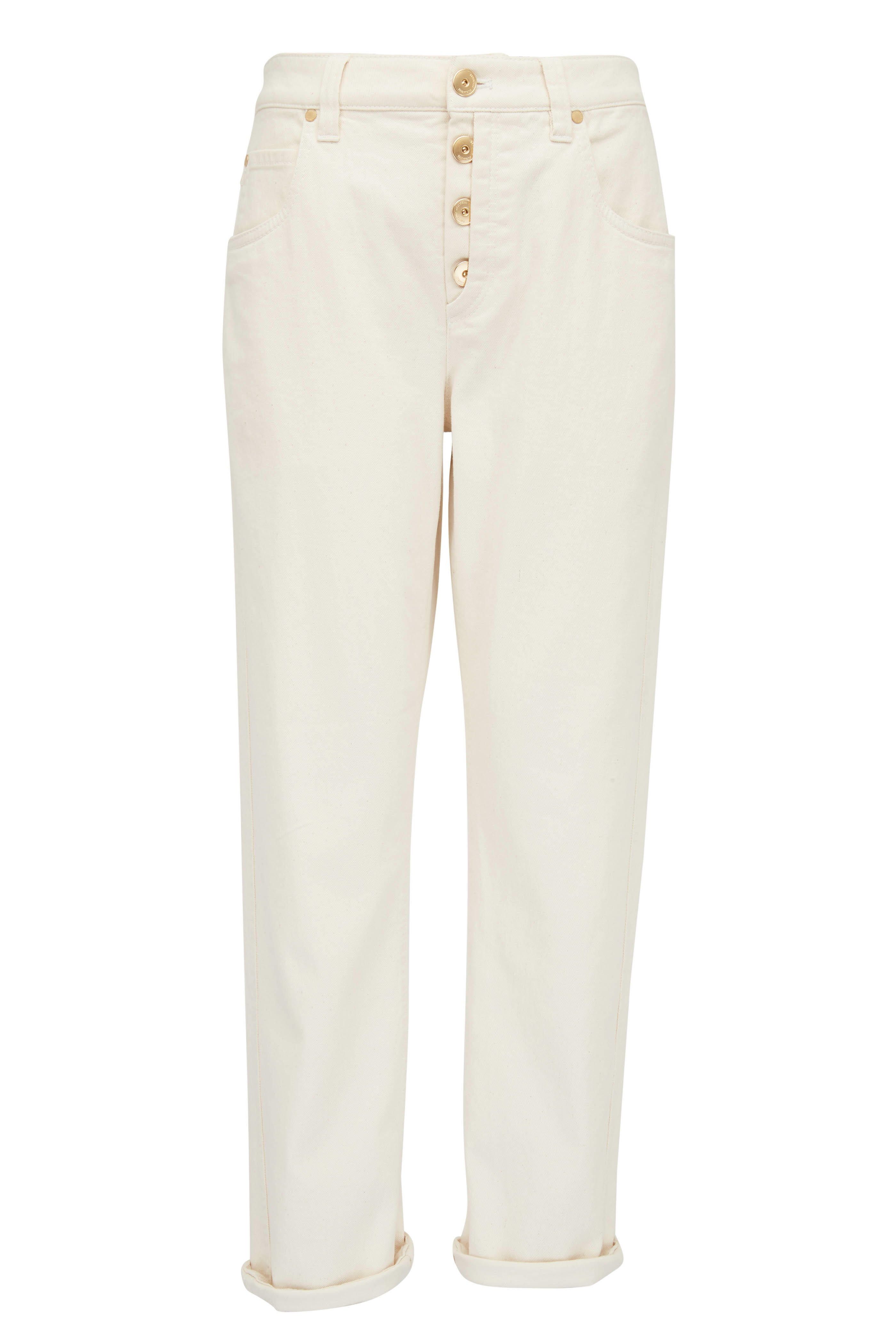 Brunello Cucinelli - Ivory Exposed Button Dyed Pant