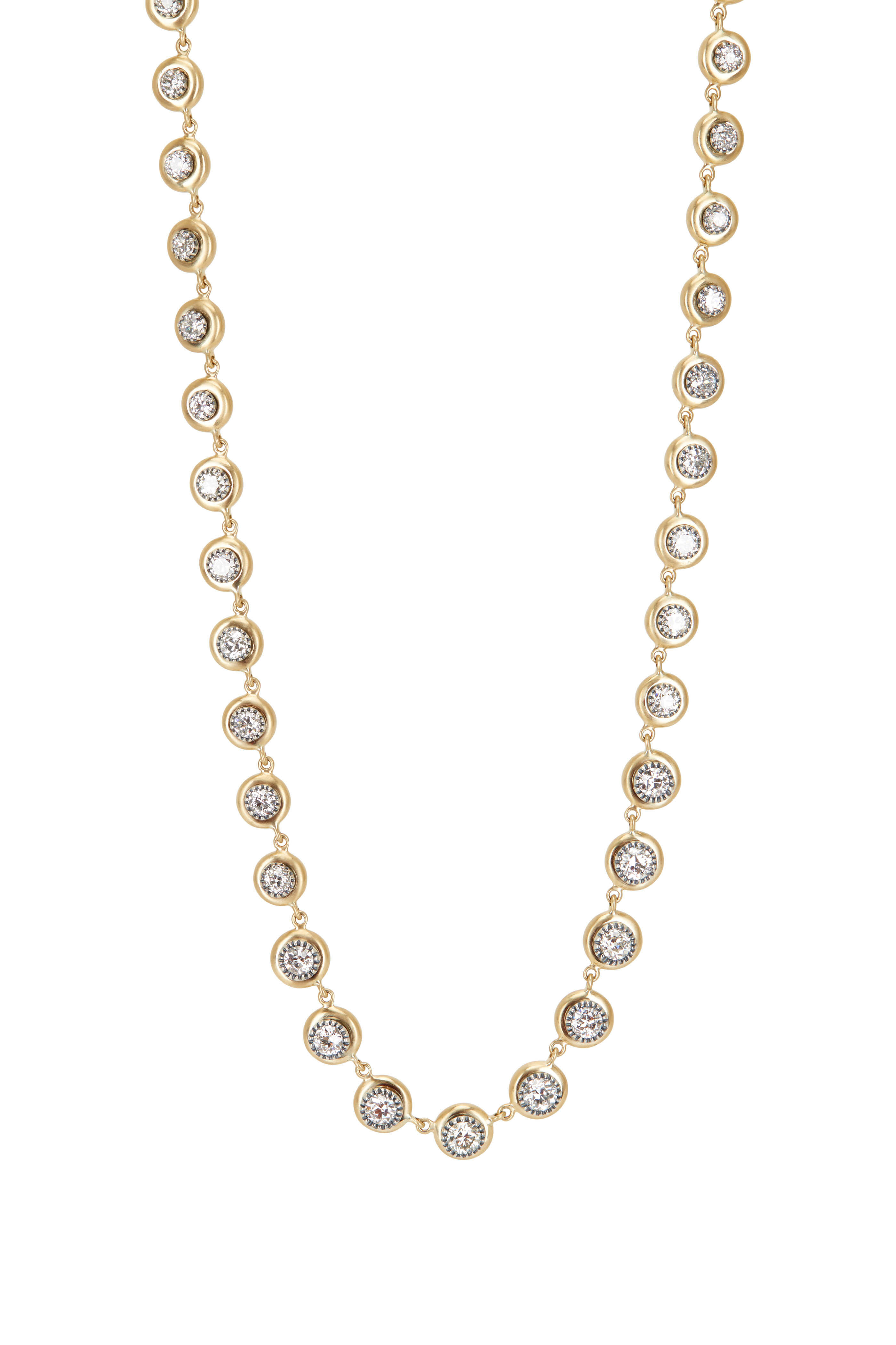 Sylva & Cie - 18K Yellow Gold & Silver Riviera Diamond Necklace