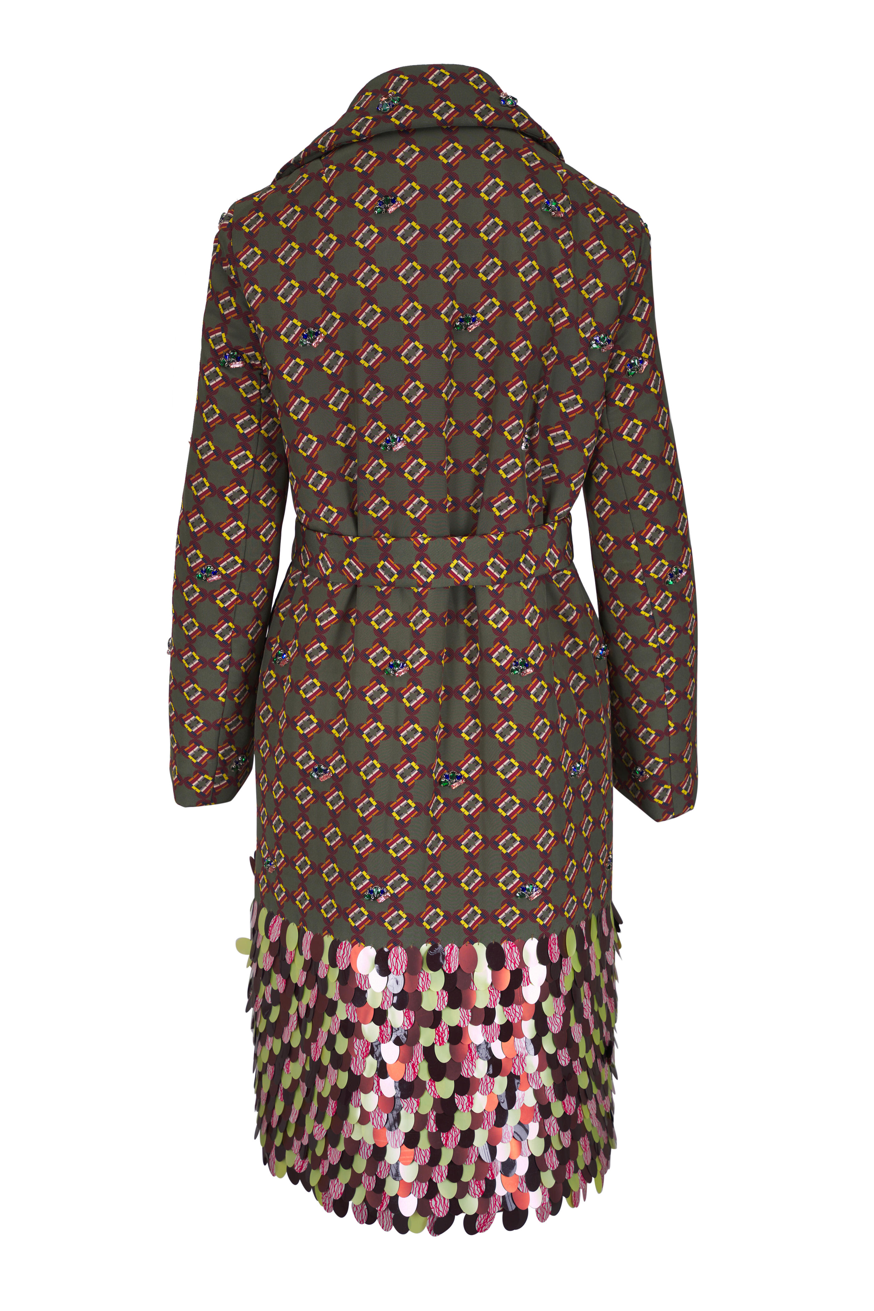 Dries Van Noten - Khaki Multi Paillette Hem Coat