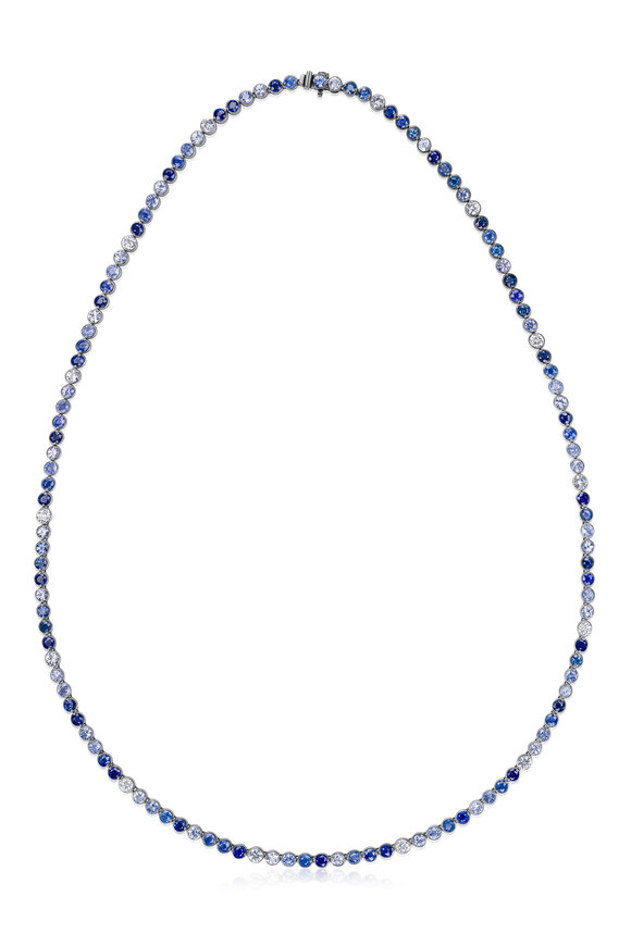 Nam Cho 18k Multi-Shade Blue Sapphire Riviera Necklace