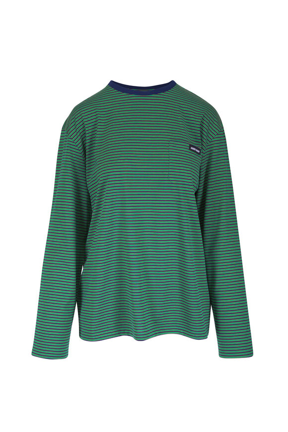 Miu Miu Green Striped Jersey T-Shirt - view 1