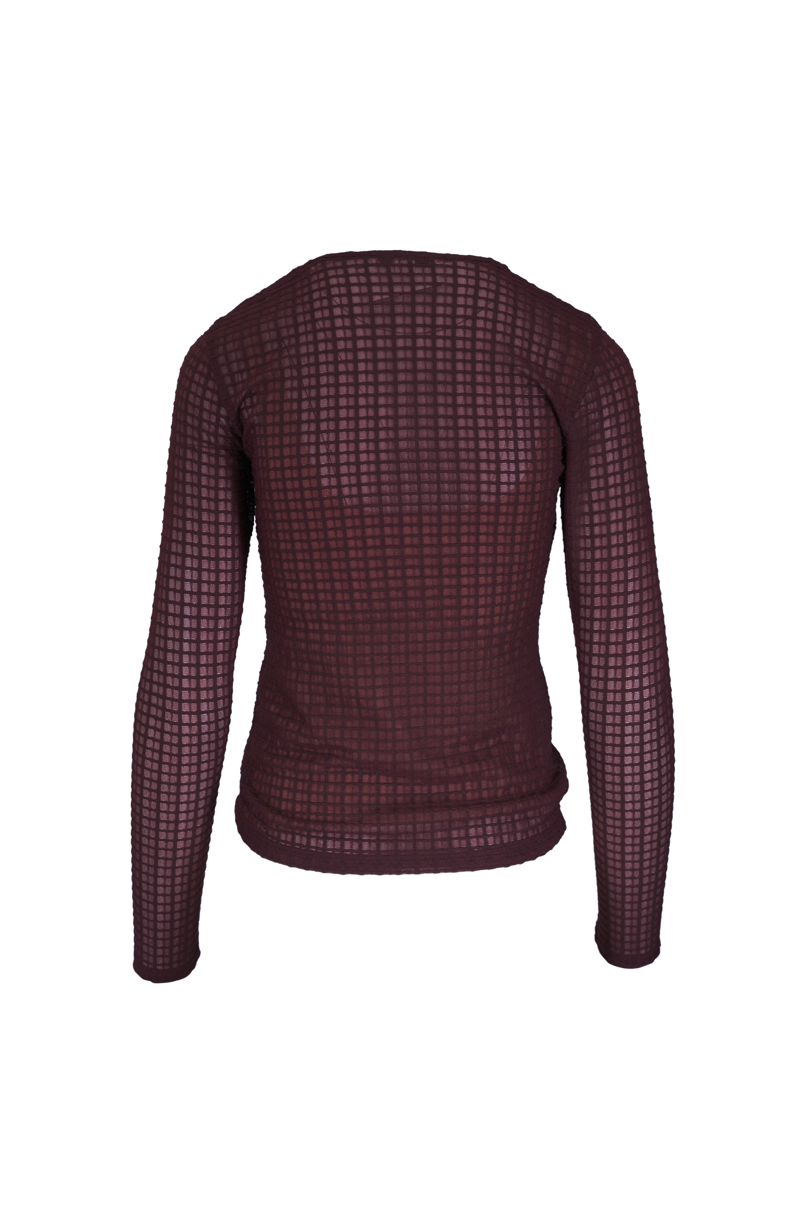 Vince - Fig Shadow Grid Long Sleeve Top