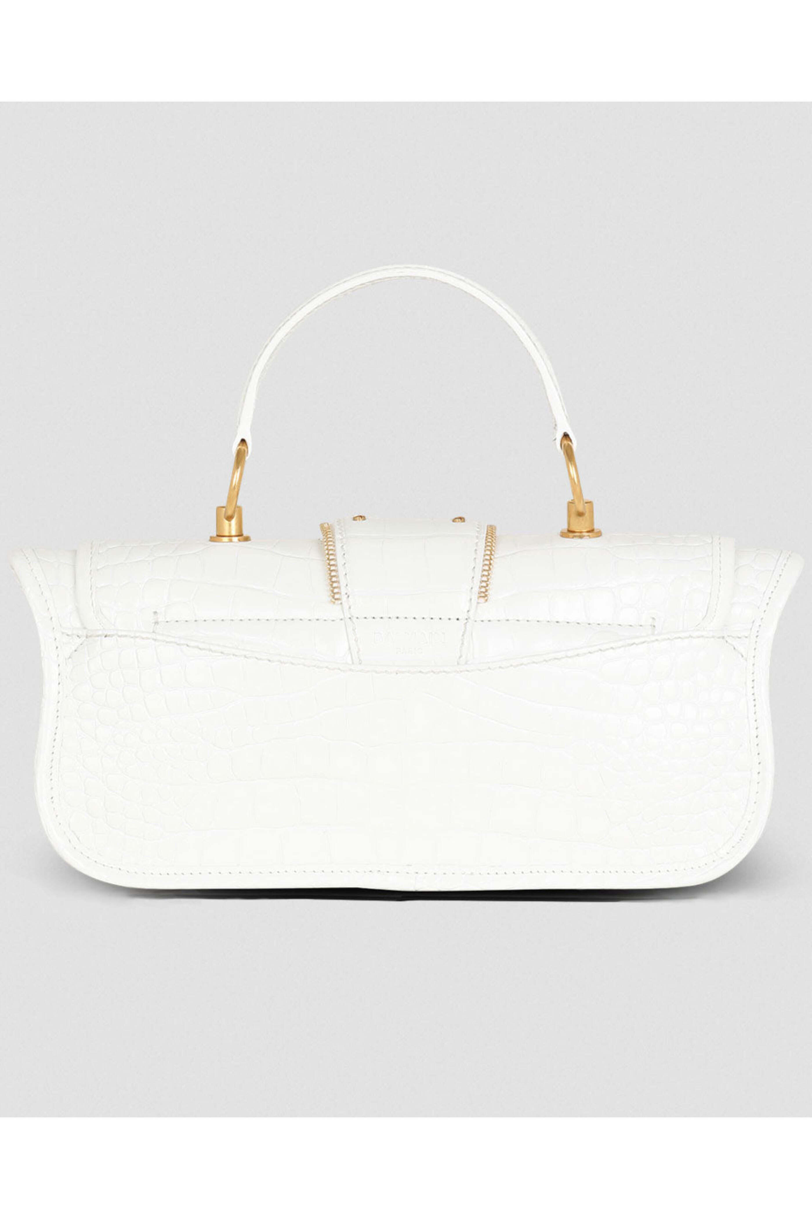Balmain - Crocodile Embossed Blaze Clutch in Blanc
