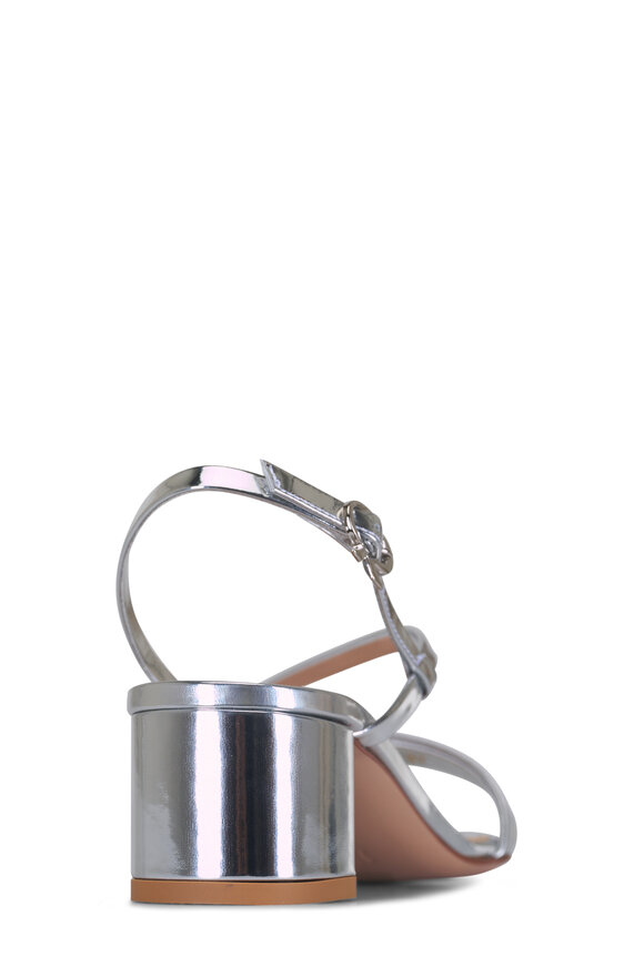 Gianvito Rossi Betsy Silver Metallic Leather Sandal, 45mm - view 3