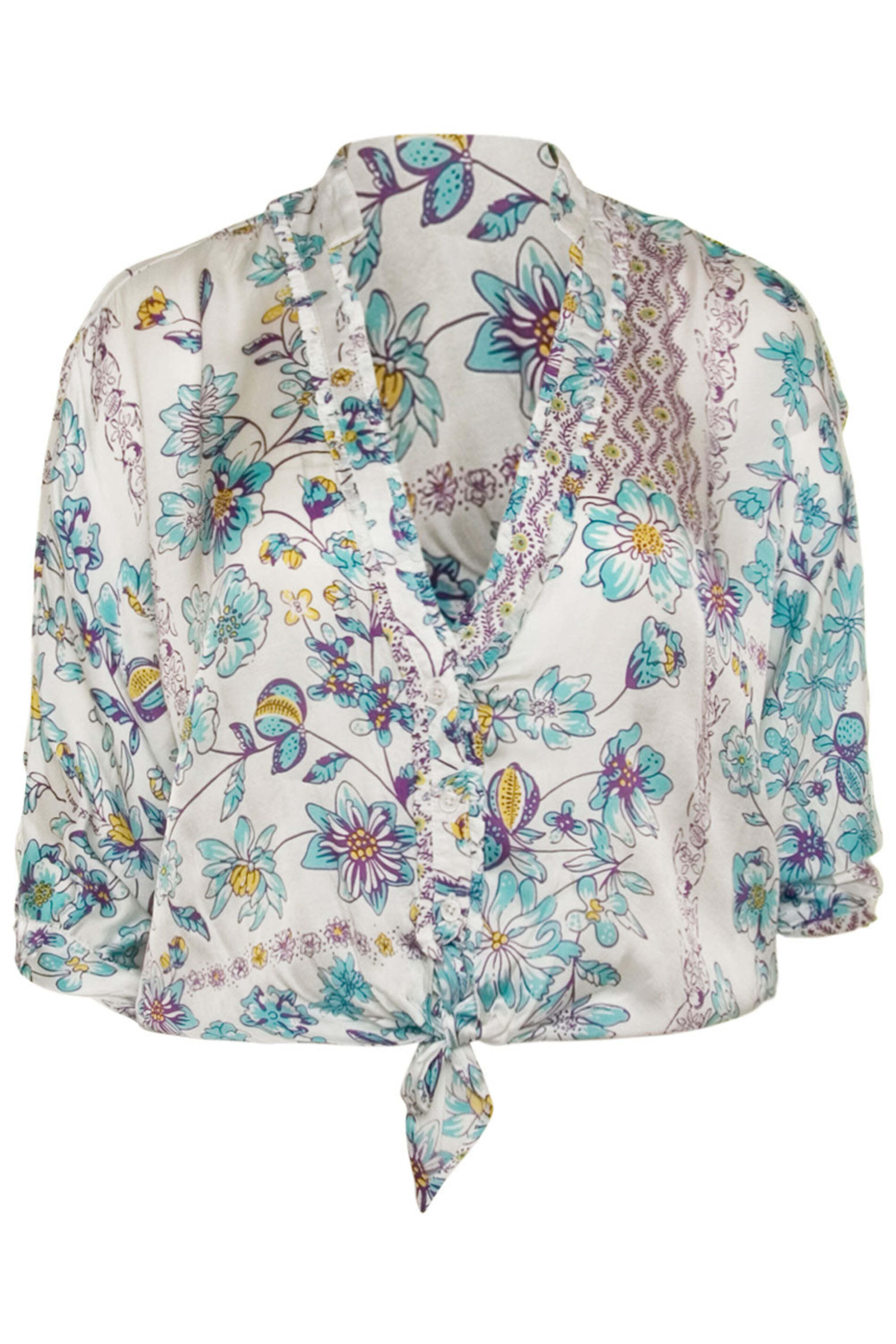 Poupette St Barth - White Blue Botanique Azia Shirt