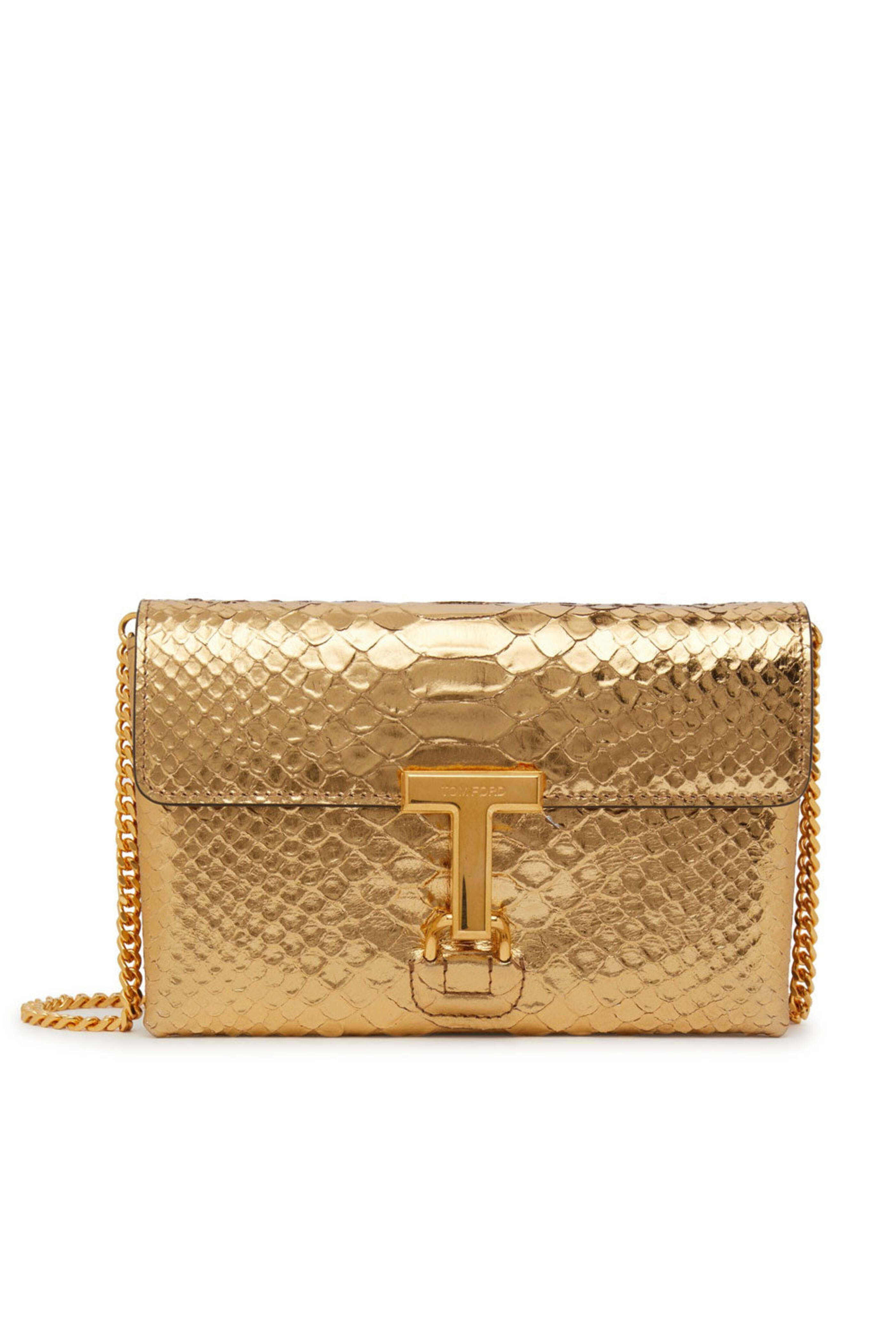 Tom Ford - Laminated Stamped Python Mini Bag in Gold