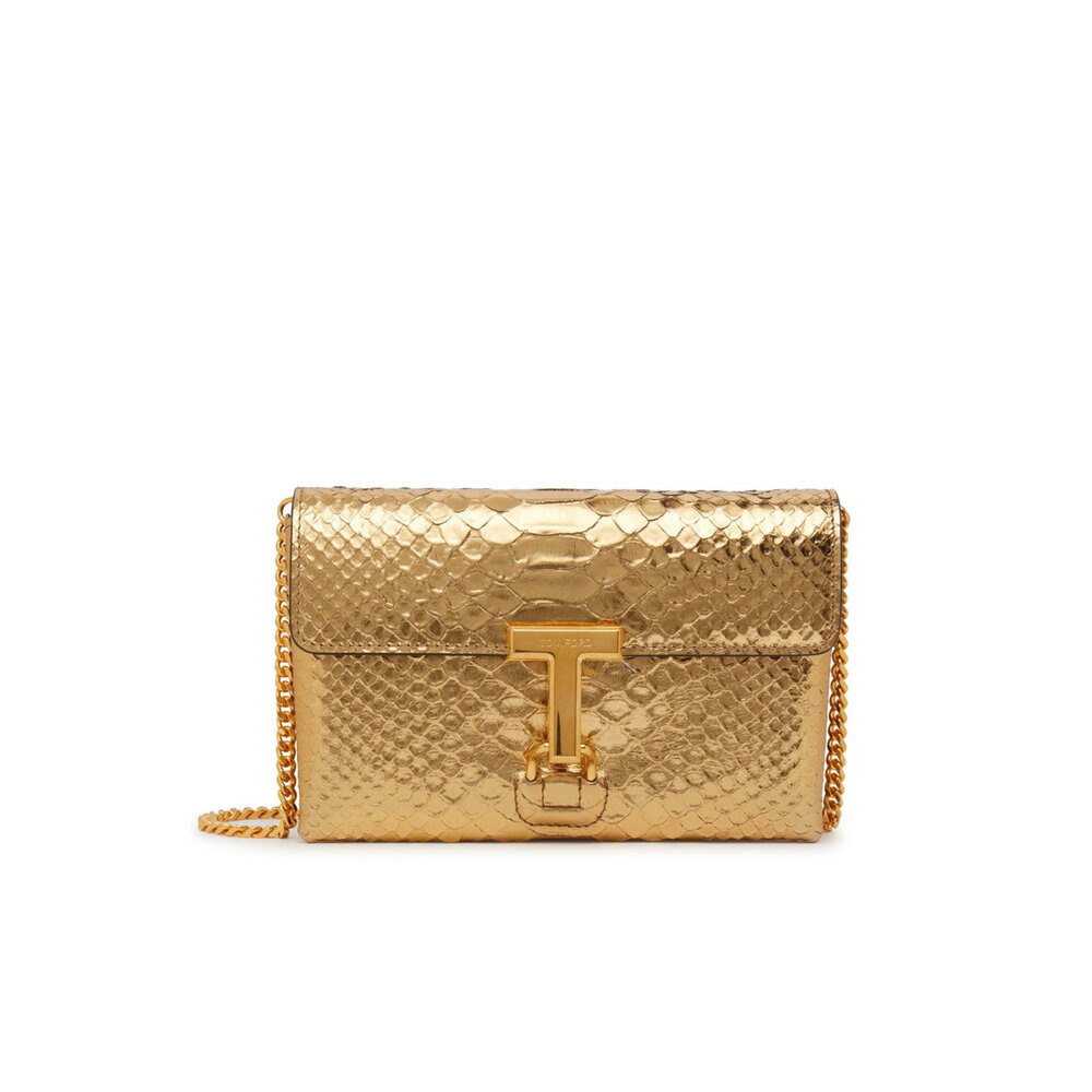 Tom Ford - Laminated Stamped Python Mini Bag in Gold