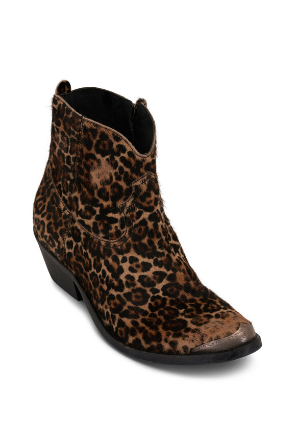 Golden Goose Young Leopard Rustic Western Bootie, 25mm