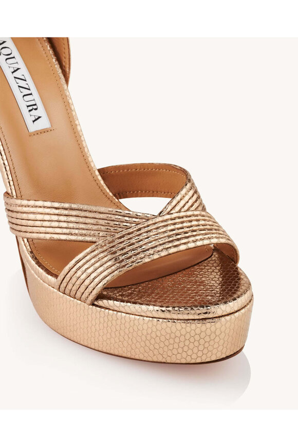 Aquazzura Ari Platform Sandal in Gold - view 3