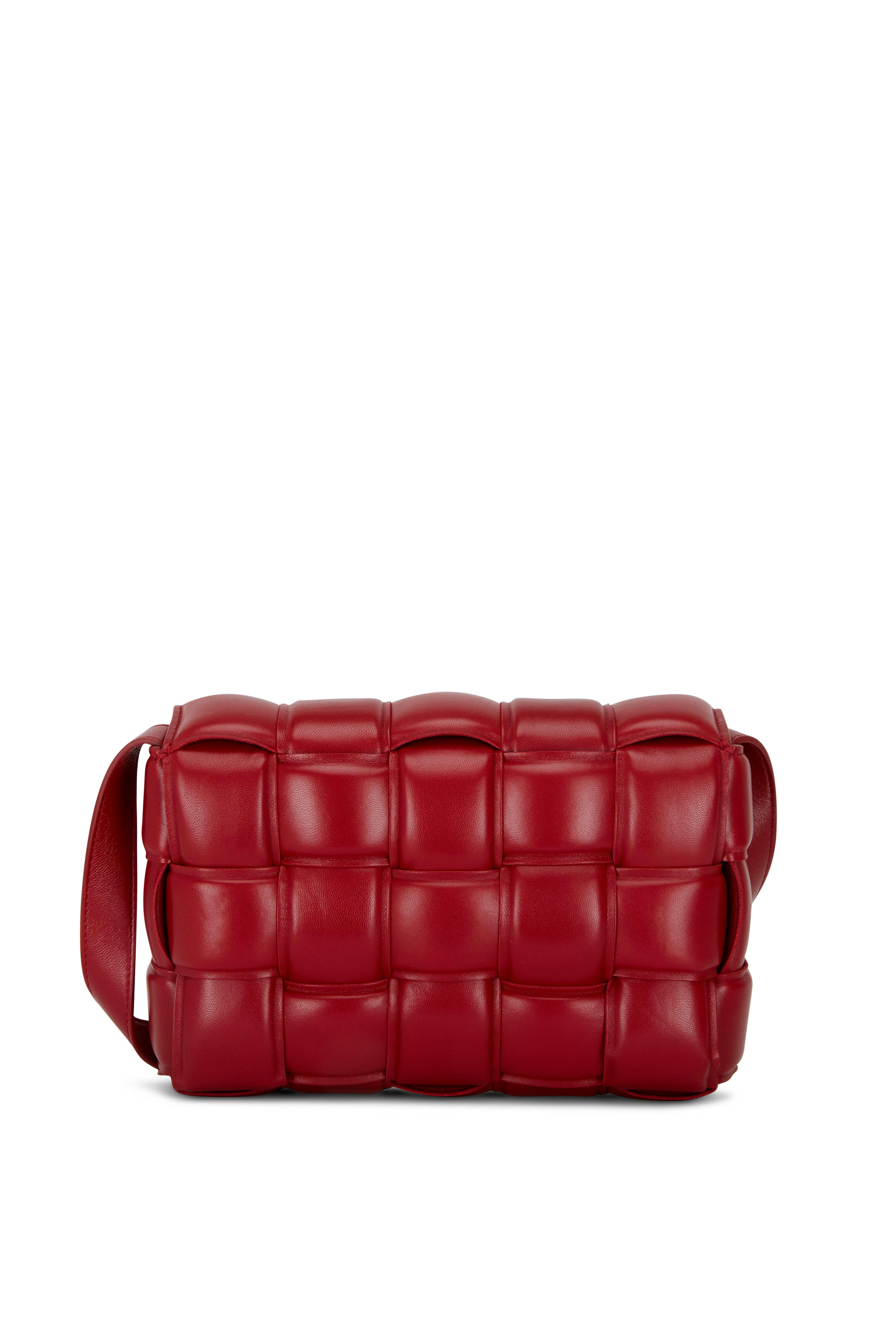 Bottega Veneta - Cassette Dark Red Padded Woven Leather Small Bag