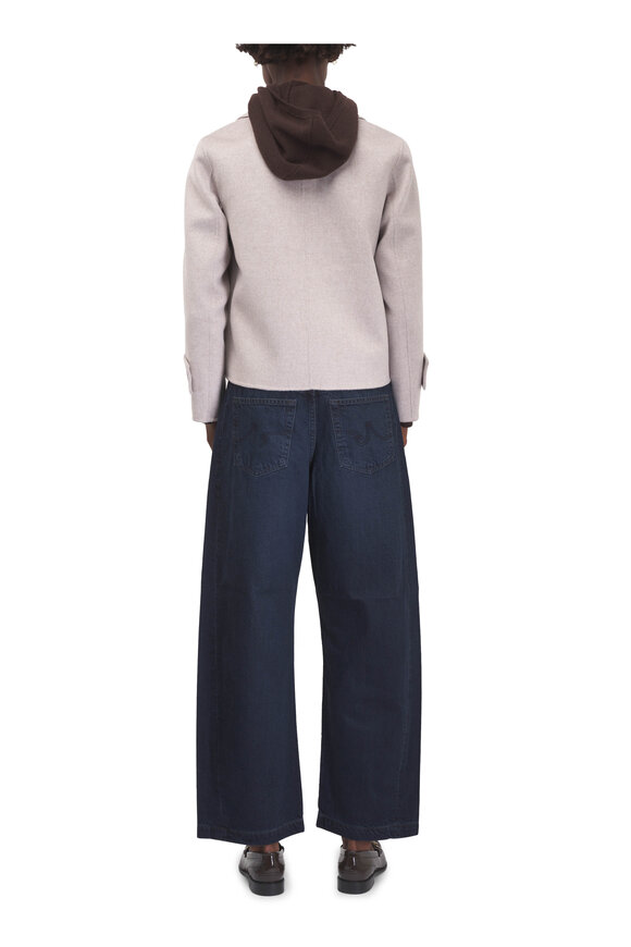 Kinross Chocolate Cashmere Double Knit Hoodie - view 3