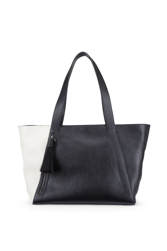 Akris - Black & Ecru Horsehair Tassel Zip Tote