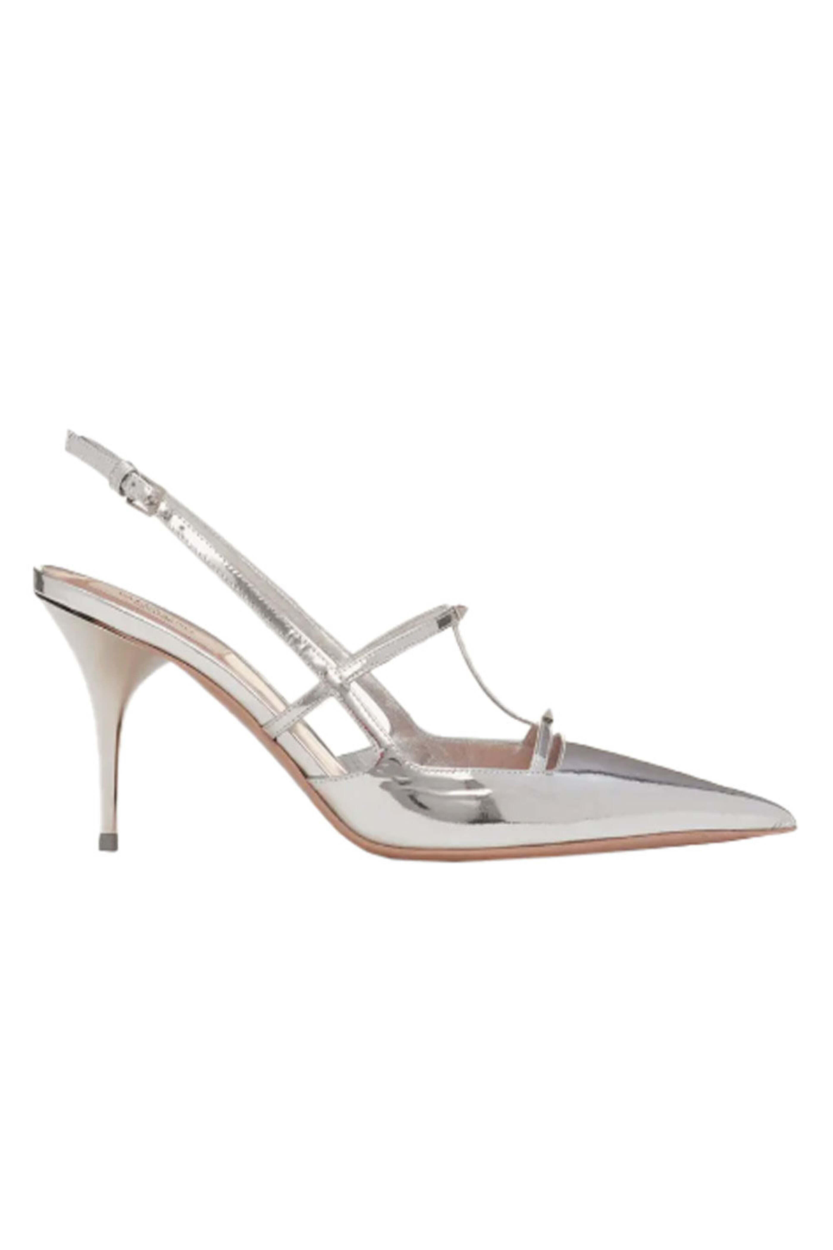 Valentino Garavani - Rockstud Wispy Slingback Pump in Silver - view 2