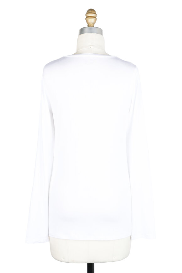 Majestic - White Long Sleeve Crewneck Top