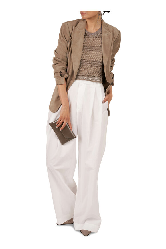 Brunello Cucinelli - White Poplin Wide Leg Pant