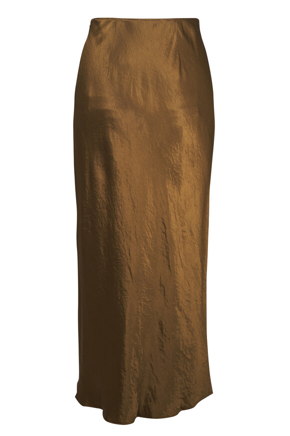 Vince Moss Green Satin Slip Skirt - view 2