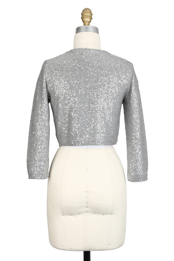 Oscar de la Renta - Silver Silk Blend Sequin Shrug