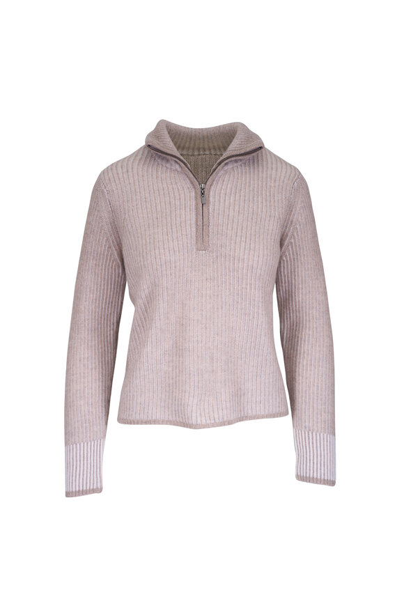 Kinross Taupe Plaited Cashmere Sweater