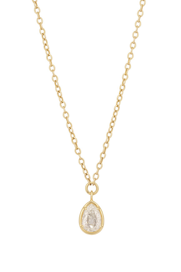 Sutra 18k Yellow Gold Pear Shape Pendant Necklace - view 2