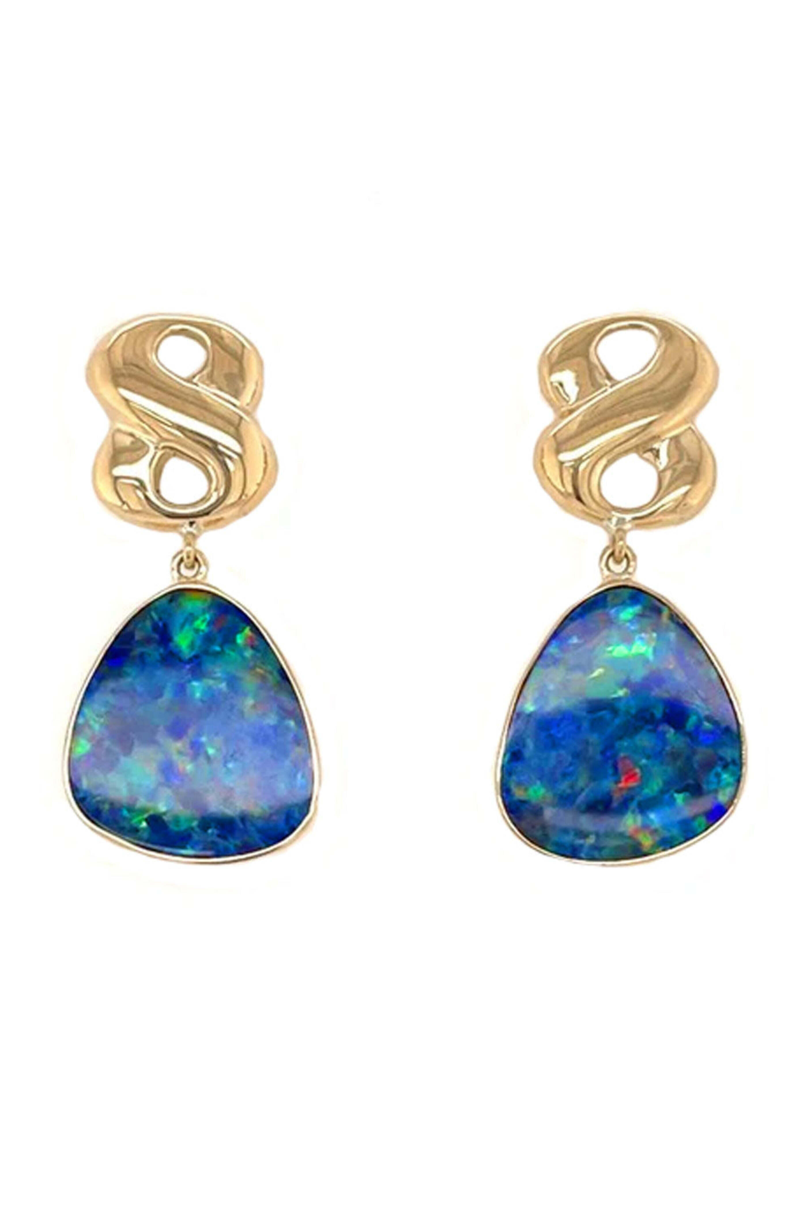 Ellen Hoffman - Boulder Opal Teardrop Infinity Earrings