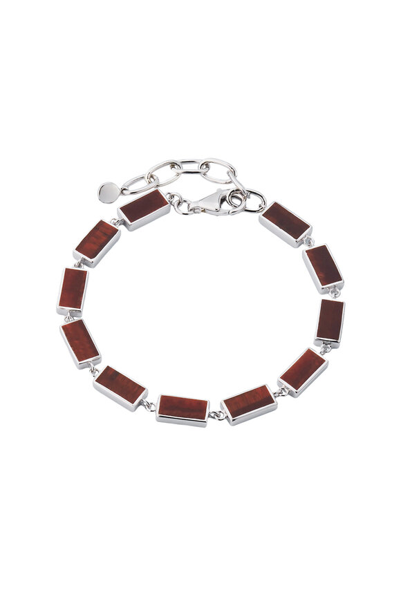 Jan Leslie Sterling Silver Red Tigers Eye Link Bracelet - view 1