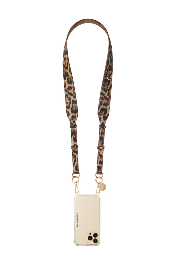 La Coque Française Nora Leopard Leather Phone Chain 