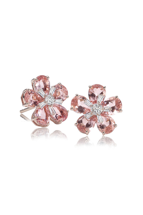 Nam Cho Rose Gold Georgian Rose Morganite Earrings