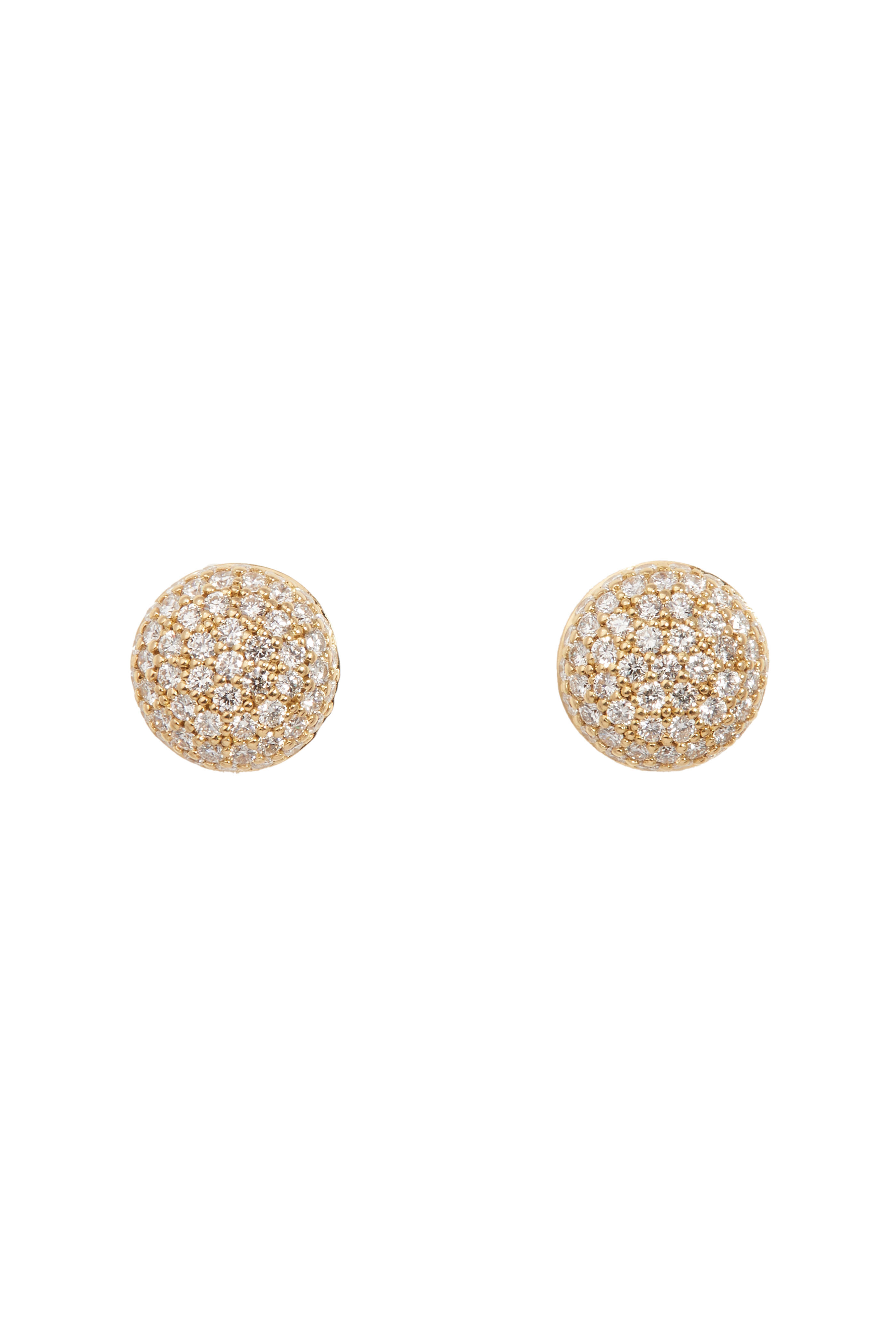 Sidney Garber - 18k Gold Perfect Pavé Diamond Button Earrings