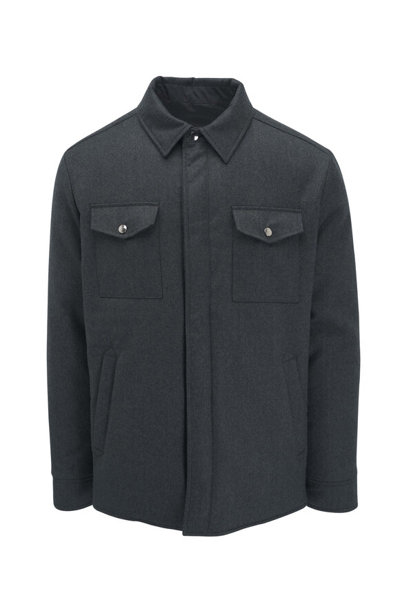 Canali Olive & Navy Reversible Wool Coat