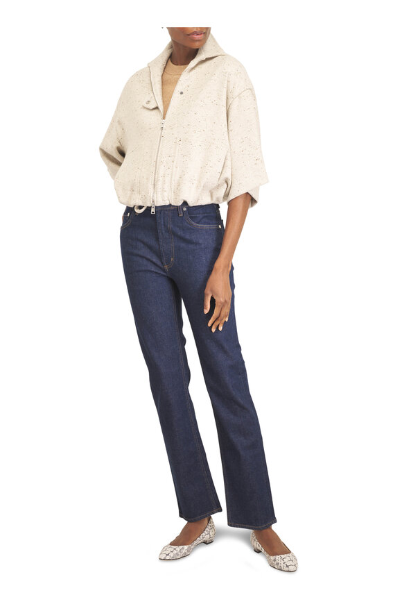 Kiton Cream White Cashmere & Silk Blouson Jacket - view 2