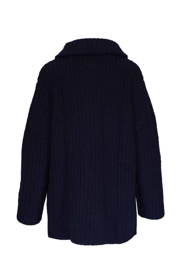 Lisa Yang - Majken Navy Zip Cardigan Coat