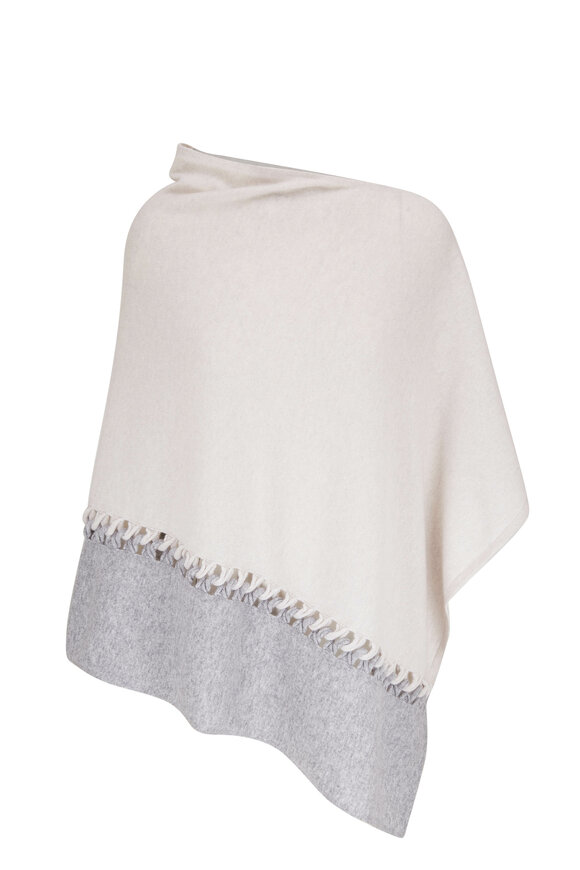Kinross - Silver & Birch Cashmere Laced Poncho