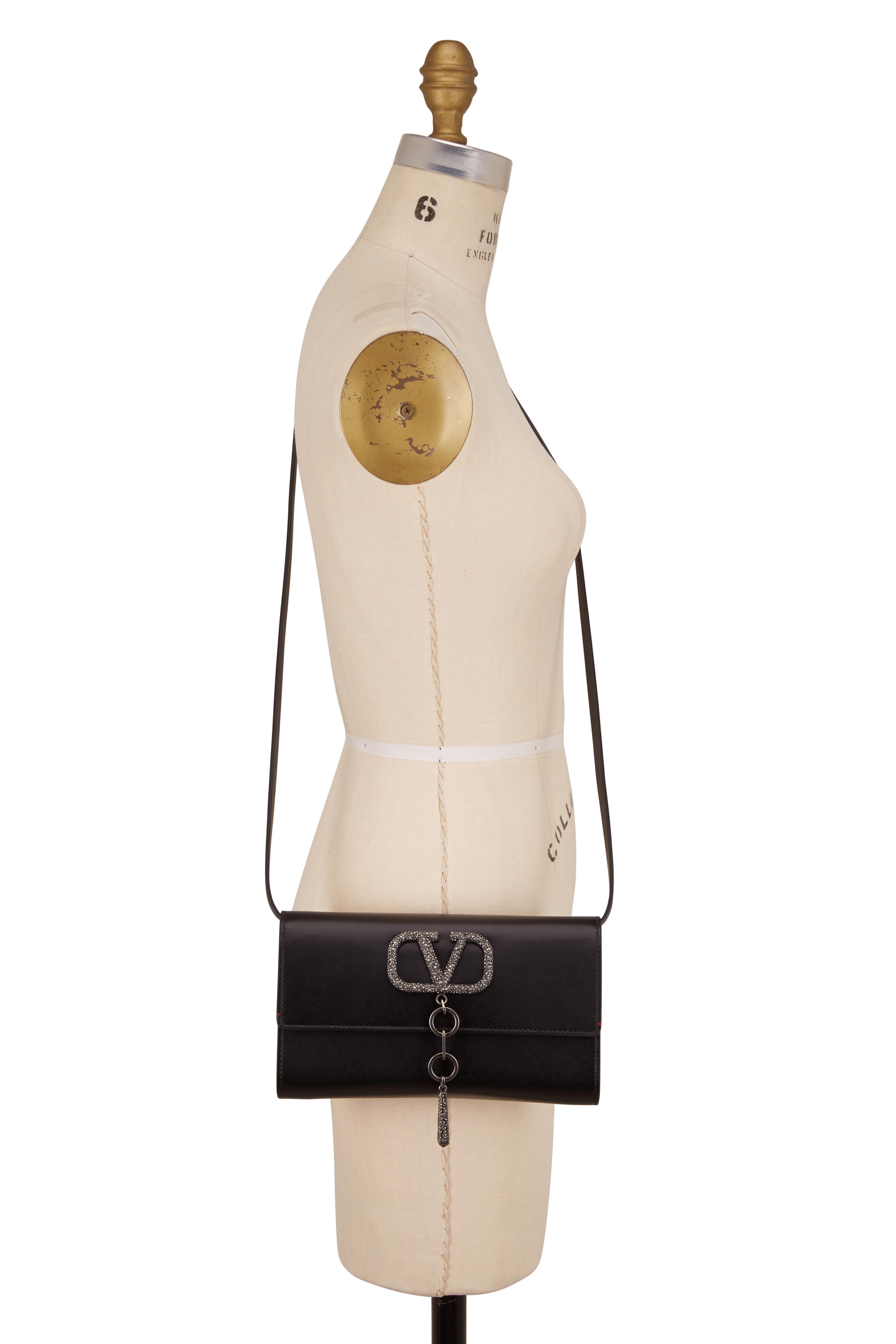 【関税&送料込】Valentino Garavani Clutch Valentino Garavani Locò Moiré Fabric Clutch With Jewel Logo