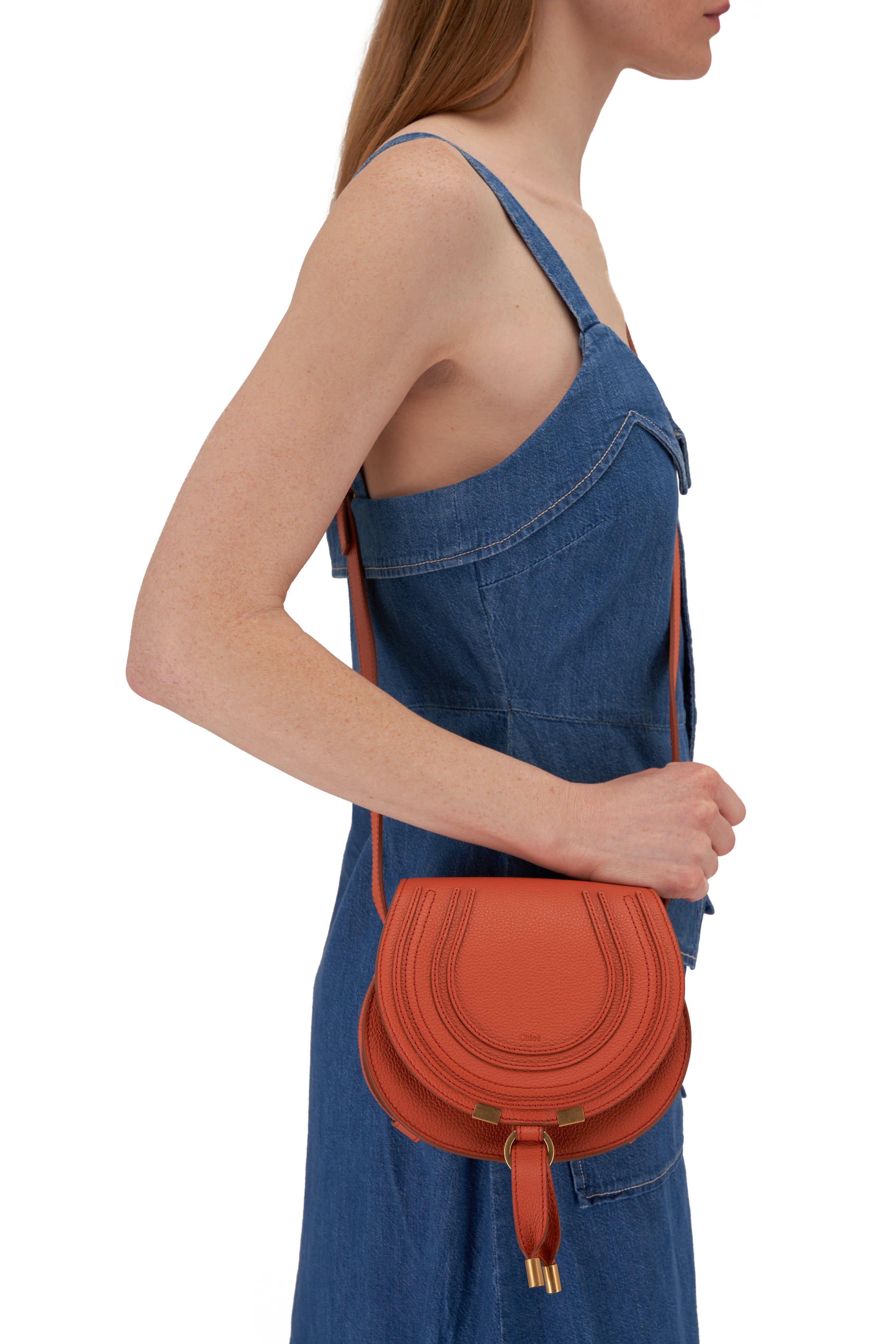 Chloé - Small Marcie Tawny Orange Saddle Crossbody