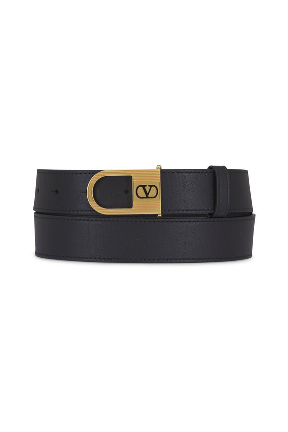 Prada - Vernice Black Patent Leather Logo Buckle Belt
