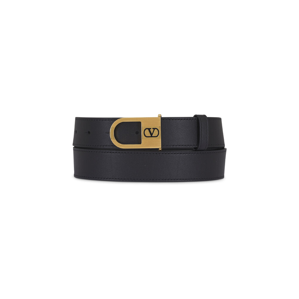 Valentino Black Leather Belt with Gorilla Emblem #649 Vlogo Signature Calfskin Belt for Man in Black | Valentino US main image 2