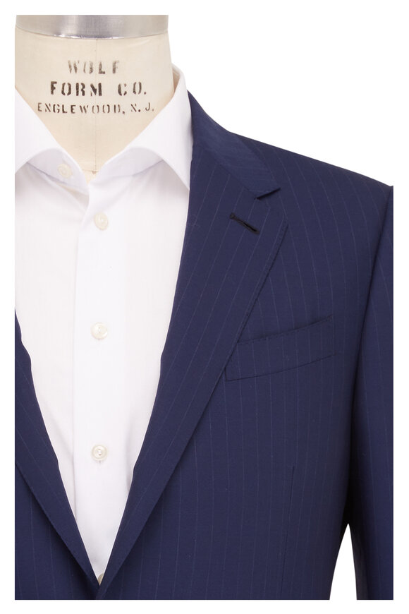 Zegna - 14 Milmil 14 Navy Striped Wool Suit