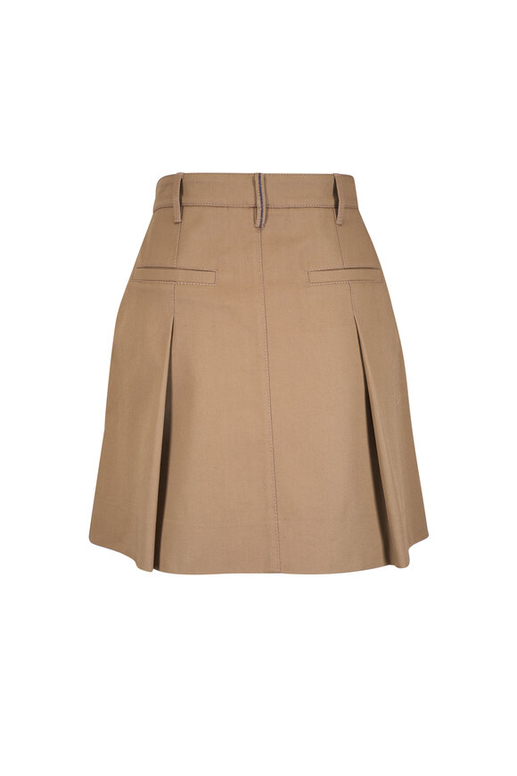 Brunello Cucinelli Beige Cotton Pleated Mini Skirt - view 6