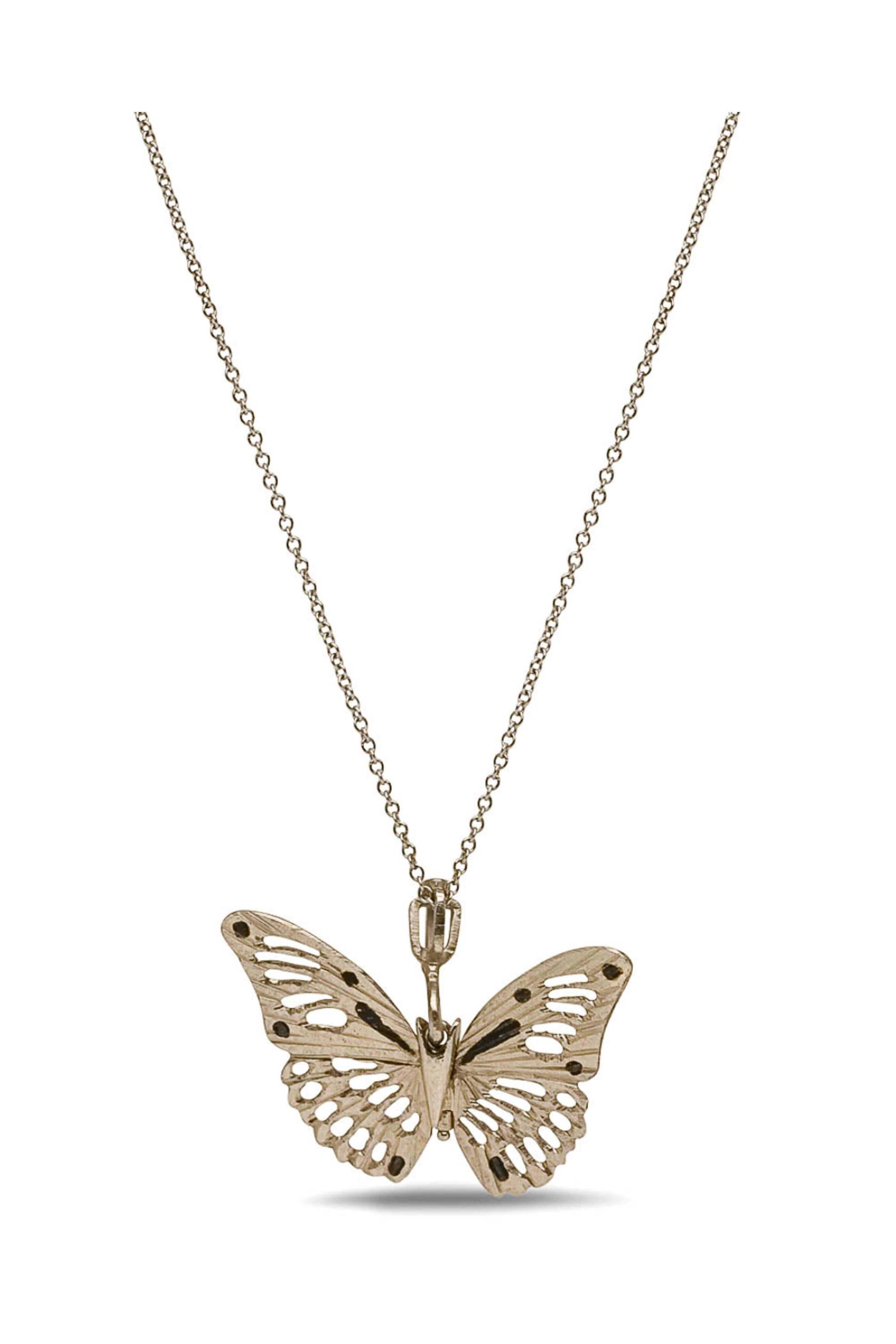 James Banks - White Gold Shakudo Monarch Butterfly Necklace