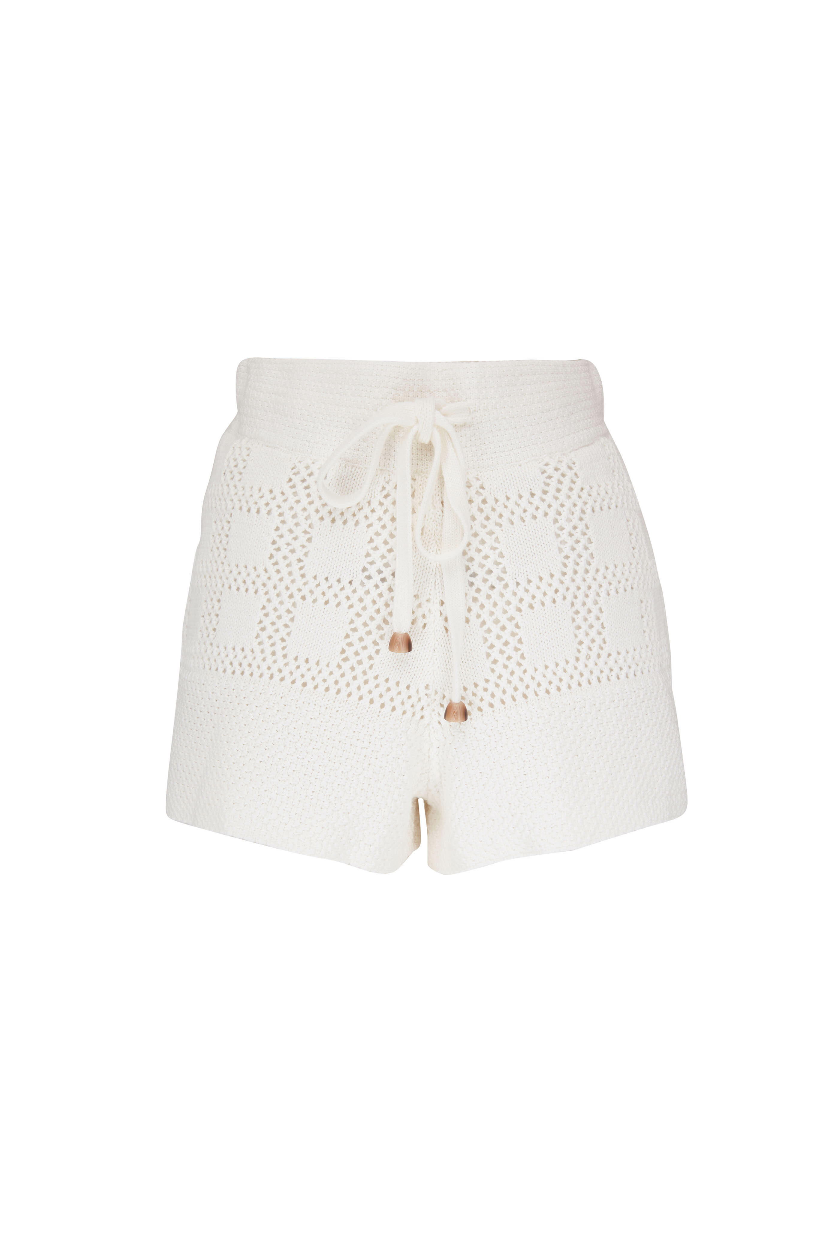 Zimmermann - Lyre Ivory Open Weave Shorts | Mitchell Stores