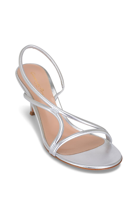 Gianvito Rossi - Silver Strappy Slingback Sandal, 70mm