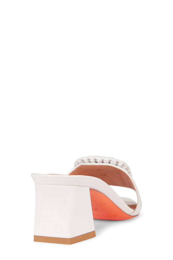 Santoni Corolle White Leather Buckle Mule, 50mm - view 3