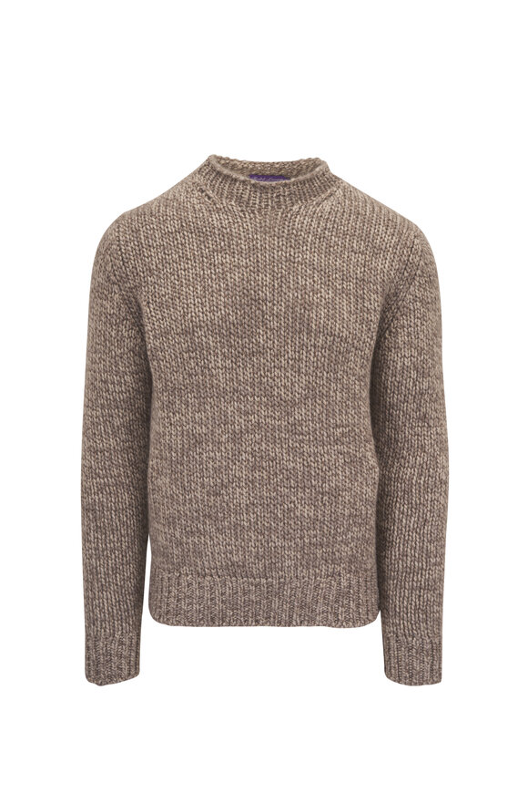 Ralph Lauren Purple Label Taupe Mouliné Cashmere Sweater