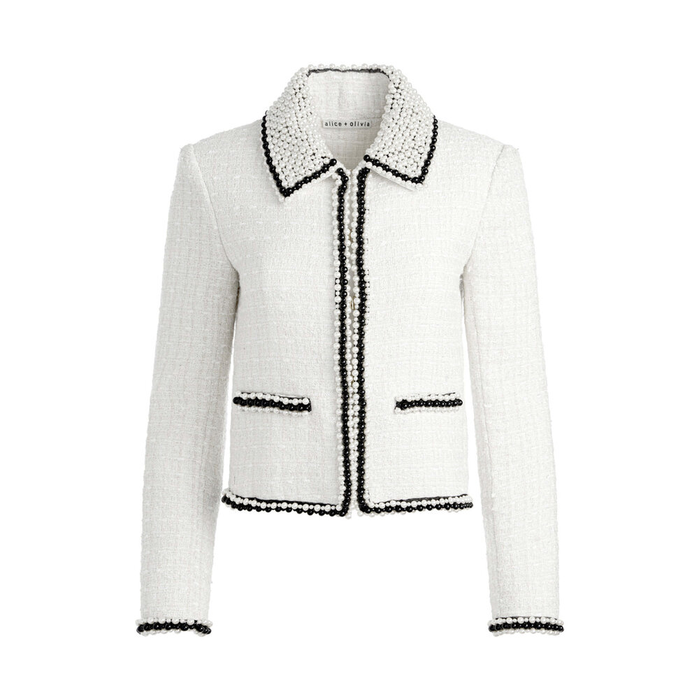 ameri vintage alice jacket ホワイト Alice & Olivia - Off White Pearl Collar Kidman Jacket