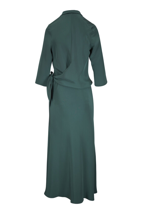 Peter Cohen Sark Forest Green 4-Ply Silk Wrap Dress - view 2