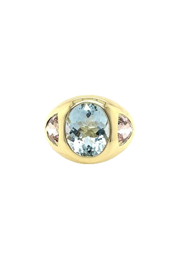 Lauren K 18k Yellow Gold Aquamarine & Morganite Olena Ring