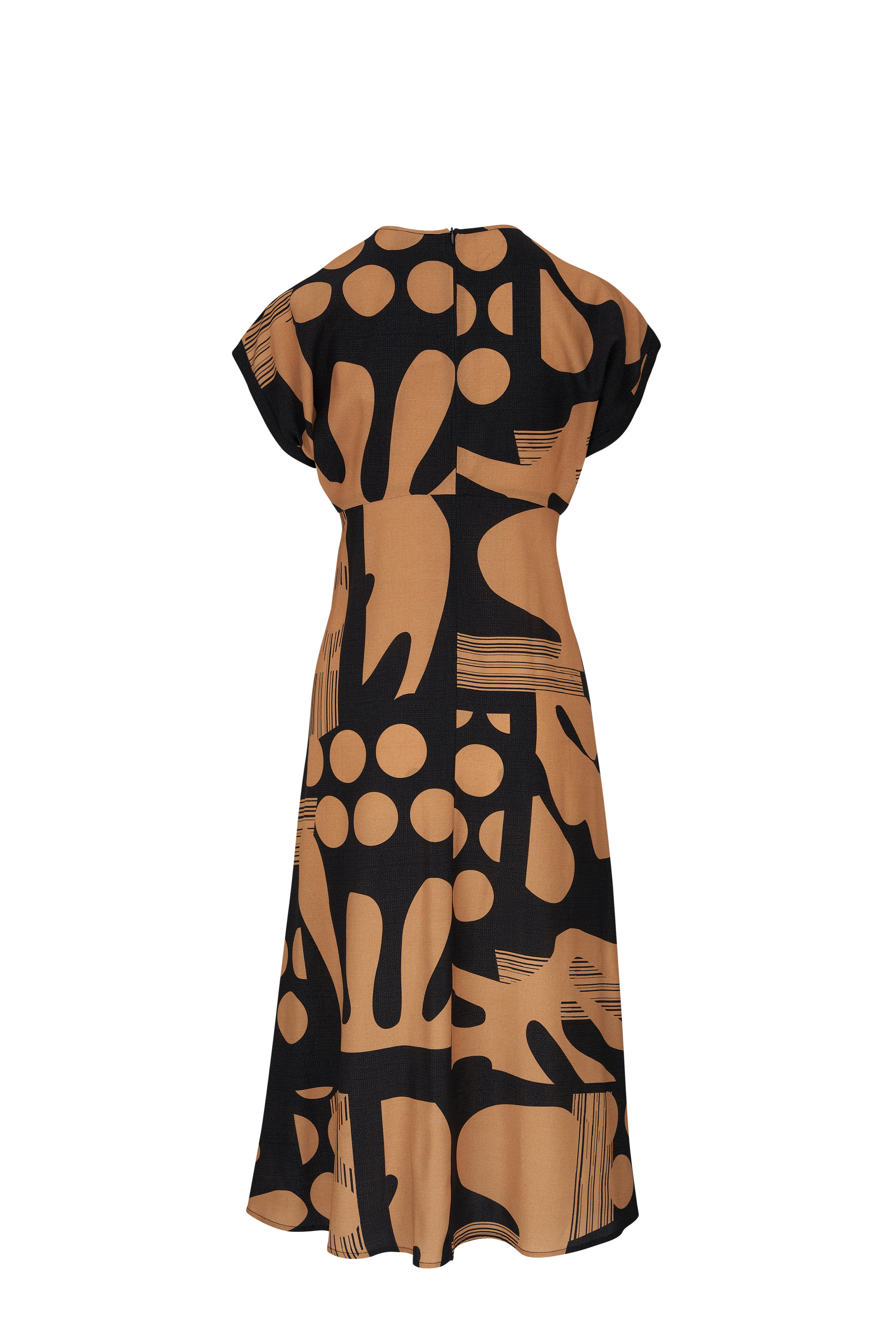 Zero + Maria Cornejo - Ama Camel & Black Stretch Silk Dress