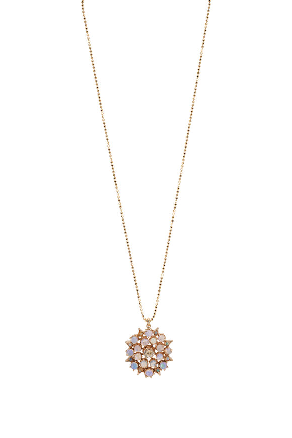 Renee Lewis Diamond & Opal Starburst Pendant Necklace
